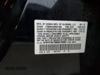 2011 Honda Pilot EX-L with VIN 5FNYF3H78BB019095, listed as a Copart auction lot 85223734 with 171,062 mi miles and Clean Title. Bid and sale history available at DreamBid. Image 13.
