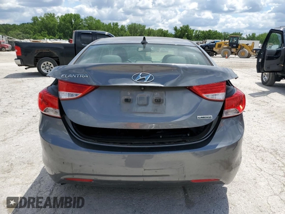 2013 Hyundai Elantra GLS with VIN 5NPDH4AE5DH199454, listed as a Copart auction lot 58515715 with 141,717 mi miles and Salvage title. Bid and sale history available at DreamBid. Image 6.