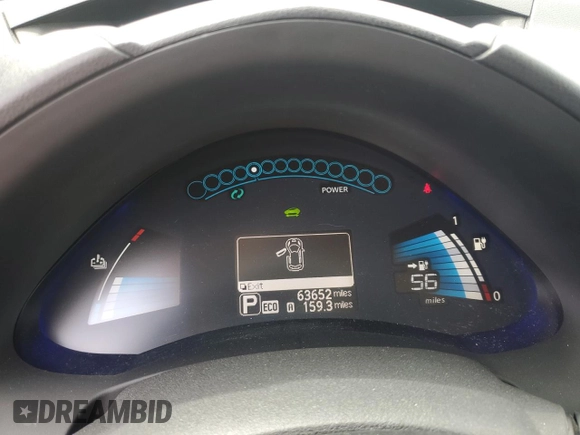 2013 Nissan LEAF SV with VIN 1N4AZ0CP7DC408914, listed as a Copart auction lot 53995905 with 63,652 mi miles and Salvage Title. Bid and sale history available at carsss.com. Image 9.