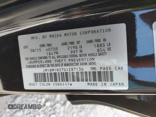 2016 Mazda 3 S Grand Touring z VIN JM1BM1N37G1287136, wystawiony jako IAAI lot #42171368 z przebiegiem 155 685 mil mil oraz . Historia ofert i sprzedaży dostępna na DreamBid. Obrazek 9.