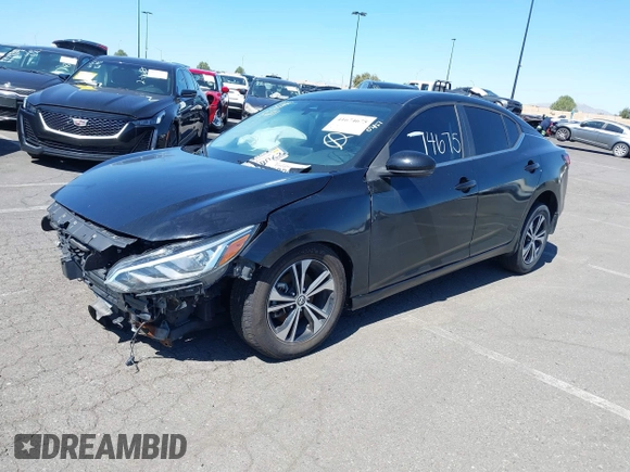 2020 Nissan Sentra SV with VIN 3N1AB8CV2LY220192, listed as a IAAI auction lot 41674675 with 37,621 mi miles. Bid and sale history available at carsss.com. Image 2.