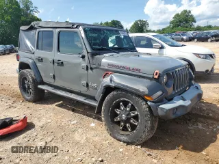 2019 Jeep Wrangler Unlimited Sport S with VIN 1C4HJXDG7KW603821, listed as a Copart auction lot 55846875 with 37,711 mi miles and Salvage title. Bid and sale history available at DreamBid. Image 4.