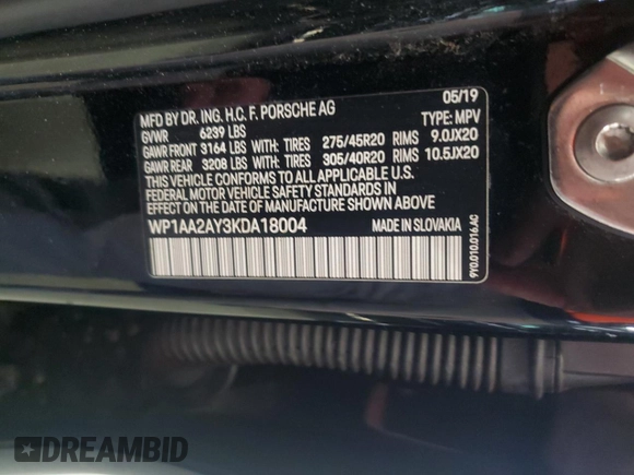 2019 Porsche Cayenne with VIN WP1AA2AY3KDA18004, listed as a Copart auction lot 64179165 with 91,167 mi miles and Clean title. Bid and sale history available at DreamBid. Image 13.