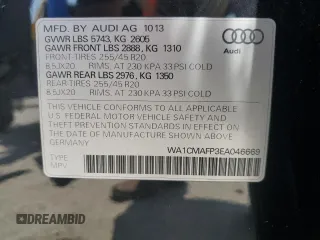 2014 Audi Q5 Premium Plus with VIN WA1CMAFP3EA046669, listed as a Copart auction lot 60703585 with 204,470 mi miles and Clean title. Bid and sale history available at DreamBid. Image 12.