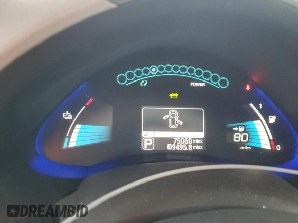 2016 Nissan LEAF S with VIN 1N4BZ0CP1GC311538, listed as a Copart auction lot 52048165 with 75,060 mi miles and Salvage Title. Bid and sale history available at carsss.com. Image 9.