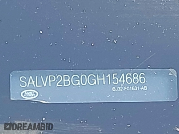 2016 Land Rover Range Rover Evoque SE with VIN SALVP2BG0GH154686, listed as a IAAI auction lot 42305955 with 156,688 mi miles and . Bid and sale history available at DreamBid. Image 9.