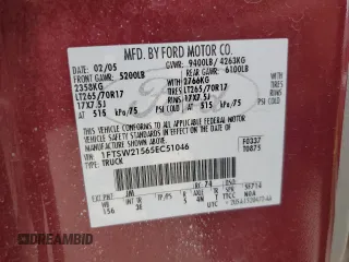 2005 Ford F-250 XL with VIN 1FTSW21565EC51046, listed as a Copart auction lot 56718045 with 143,991 mi miles and Salvage title. Bid and sale history available at DreamBid. Image 12.