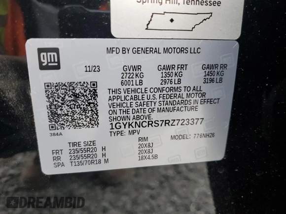 2024 Cadillac XT5 FWD Premium Luxury with VIN 1GYKNCRS7RZ723377, listed as a Copart auction lot 89168375 with 4,436 mi miles and Salvage Title. Bid and sale history available at carsss.com. Image 13.