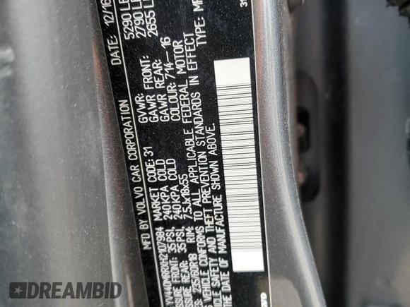 2017 Volvo XC60 Dynamic z VIN YV440MRRXH2107984, wystawiony jako Copart lot #47284055 z przebiegiem 67 043 mil mil oraz Szkoda całkowita • Salvage title. Historia ofert i sprzedaży dostępna na DreamBid. Obrazek 13.