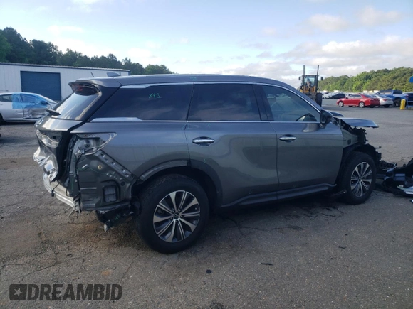 2025 Infiniti QX60 with VIN 5N1AL1ER4SC341441, listed as a Copart auction lot 56124485 with 5,975 mi miles and Salvage title. Bid and sale history available at DreamBid. Image 3.