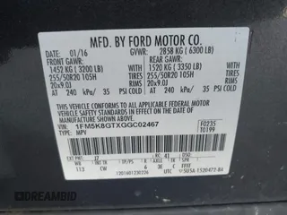 2016 Ford Explorer Sport with VIN 1FM5K8GTXGGC02467, listed as a IAAI auction lot 41812139 with 114,722 mi miles and . Bid and sale history available at carsss.com. Image 9.