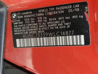 1998 BMW 3 Series 2.8L with VIN 4USCJ3339WLC14877, listed as a Copart auction lot 76073344 with 123,427 mi miles and Salvage Title. Bid and sale history available at carsss.com. Image 13.