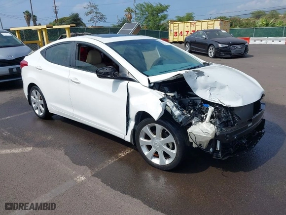2013 Hyundai Elantra GLS PZEV with VIN 5NPDH4AE4DH294023, listed as a IAAI auction lot 41570524 with 1 mi miles. Bid and sale history available at carsss.com. Image 1.