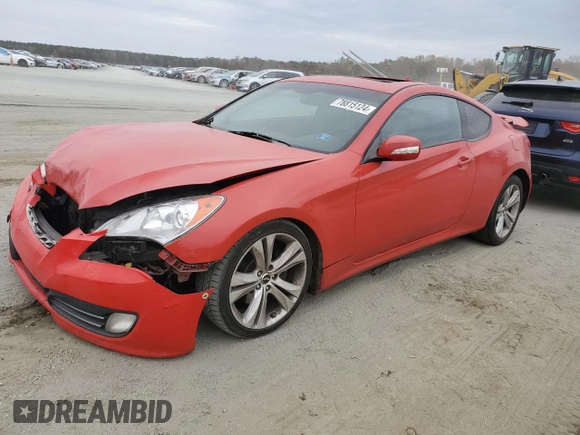 2010 Hyundai Genesis Coupe Grand Touring z VIN KMHHU6KH6AU019204, wystawiony jako Copart lot #78815124 z przebiegiem Nie podano mil oraz Szkoda całkowita • Salvage title. Historia ofert i sprzedaży dostępna na DreamBid. Obrazek 1.