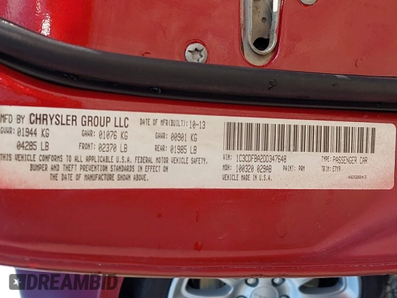 2015 Dodge Dart Limited with VIN 1C3CDFCB1FD364631, listed as a IAAI auction lot 41388112 with 182,449 mi miles. Bid and sale history available at carsss.com. Image 9.