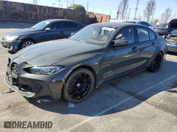 2023 BMW M3 Competition xDrive z VIN WBS43AY00PFP21678, wystawiony jako Copart lot #46301135 z przebiegiem 22 705 mil mil oraz Szkoda całkowita • Salvage title. Historia ofert i sprzedaży dostępna na DreamBid. Obrazek 1.
