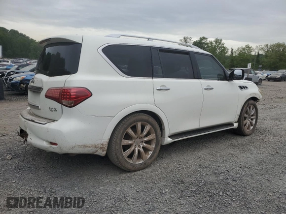 2012 Infiniti QX56 7-passenger with VIN JN8AZ2NFXC9515756, listed as a Copart auction lot 57978785 with Not provided miles and Salvage title. Bid and sale history available at DreamBid. Image 3.