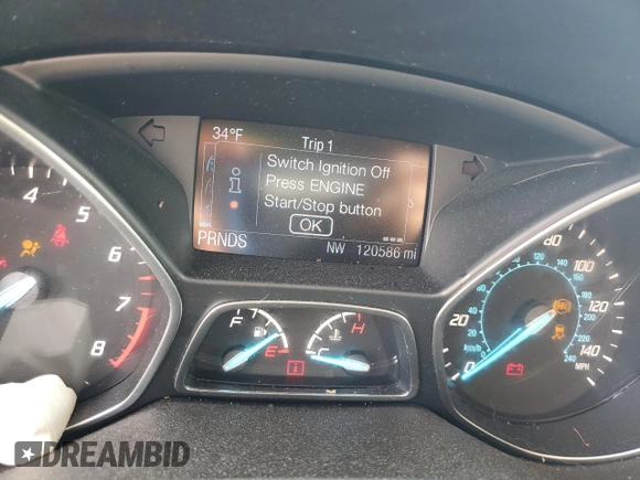 2015 Ford Escape Titanium with VIN 1FMCU0J96FUC59510, listed as a Copart auction lot 57091765 with 120,586 mi miles and Salvage title. Bid and sale history available at DreamBid. Image 9.