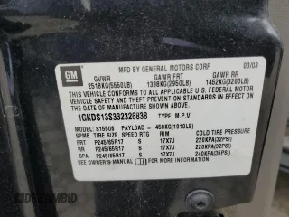 2003 GMC Envoy SLT z VIN 1GKDS13S332326838, wystawiony jako Copart lot #48888545 z przebiegiem 197 969 mil mil oraz Czysty tytuł • Clean title. Historia ofert i sprzedaży dostępna na DreamBid. Obrazek 13.