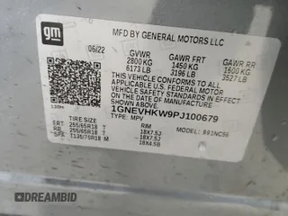 2023 Chevrolet Traverse LT with VIN 1GNEVHKW9PJ100679, listed as a Copart auction lot 62877185 with 38,484 mi miles and Salvage title. Bid and sale history available at DreamBid. Image 13.