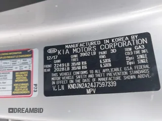 2018 Kia Soul with VIN KNDJN2A24J7597339, listed as a IAAI auction lot 41801843 with 159,310 mi miles. Bid and sale history available at carsss.com. Image 9.