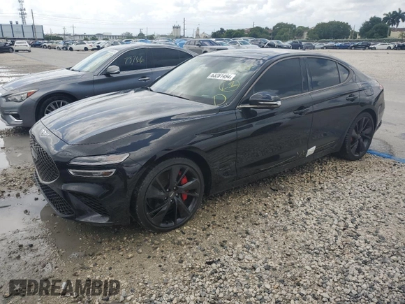 2023 Genesis G70 3.3T with VIN KMTG54TE1PU117945, listed as a Copart auction lot 63281494 with 10,532 mi miles and Non Repairable. Bid and sale history available at carsss.com. Image 1.