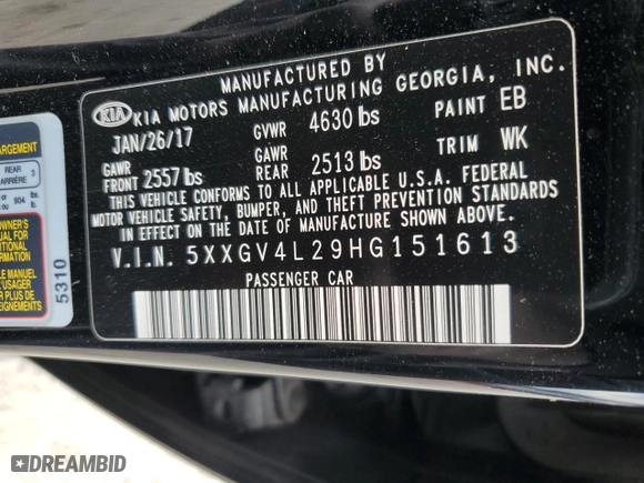 2017 Kia Optima SX Limited with VIN 5XXGV4L29HG151613, listed as a Copart auction lot 83030574 with 104,439 mi miles and Salvage Title. Bid and sale history available at carsss.com. Image 14.