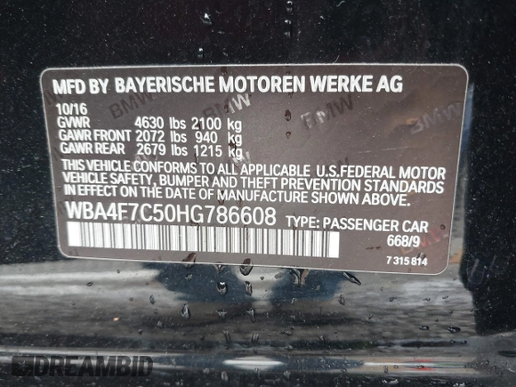 2017 BMW 4 Series 430i z VIN WBA4F7C50HG786608, wystawiony jako IAAI lot #42125231 z przebiegiem 111 665 mil mil oraz . Historia ofert i sprzedaży dostępna na DreamBid. Obrazek 9.