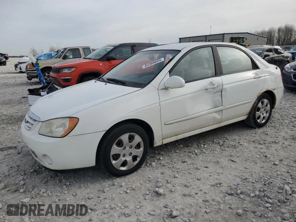 2006 Kia Spectra EX with VIN KNAFE121265208526, listed as a Copart auction lot 80300604 with 101,780 mi miles and Salvage Title. Bid and sale history available at carsss.com. Image 1.