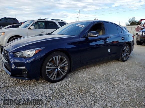 2023 Infiniti Q50 Sensory with VIN JN1EV7CP2PM512518, listed as a Copart auction lot 74486644 with 12,919 mi miles and Non repairable. Bid and sale history available at DreamBid. Image 1.