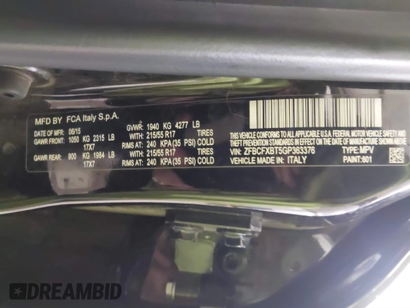 2016 FIAT 500X Easy с VIN ZFBCFXBT5GP363376, выставлен на аукционе IAAI как лот 41709152 с пробегом 63 135 миль миль и . История ставок и продаж доступна на DreamBid. Изображение 9.