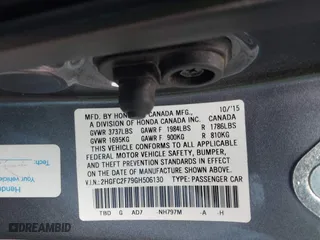 2016 Honda Civic Sedan EX with VIN 2HGFC2F79GH506130, listed as a IAAI auction lot 41843820 with 137,652 mi miles. Bid and sale history available at carsss.com. Image 9.