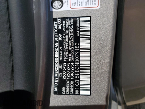 2022 Mercedes-Benz E 450 z VIN W1KZF5KB3NB079182, wystawiony jako Copart lot #56232375 z przebiegiem 15 730 mil mil oraz Szkoda całkowita • Salvage title. Historia ofert i sprzedaży dostępna na DreamBid. Obrazek 12.