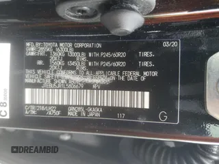 2020 Toyota 4Runner SR5 with VIN JTEBU5JR1L5806679, listed as a Copart auction lot 59961805 with 82,827 mi miles and Salvage title. Bid and sale history available at DreamBid. Image 14.
