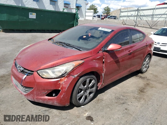 2013 Hyundai Elantra GLS with VIN KMHDH4AE8DU507475, listed as a Copart auction lot 58737755 with 184,629 mi miles and Clean title. Bid and sale history available at DreamBid. Image 1.