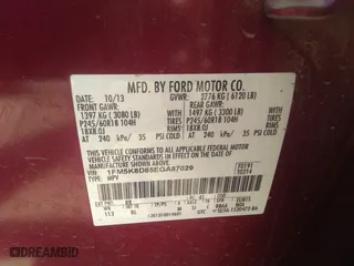 2014 Ford Explorer XLT with VIN 1FM5K8D85EGA87029, listed as a IAAI auction lot 37168851 with 112,113 mi miles. Bid and sale history available at carsss.com. Image 9.