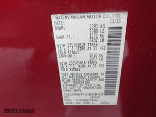 2015 Nissan Murano SL with VIN 5N1AZ2MH2FN284843, listed as a IAAI auction lot 41289071 with 77,162 mi miles. Bid and sale history available at carsss.com. Image 9.