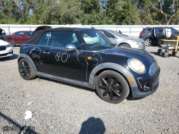 2011 MINI Cooper Convertible with VIN WMWZN3C57BTZ89544, listed as a Copart auction lot 80065204 with 0 mi miles and Salvage Title. Bid and sale history available at carsss.com. Image 4.