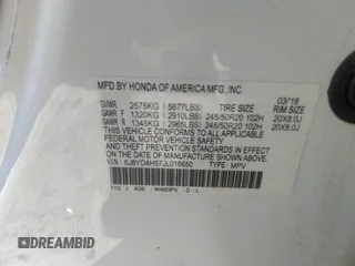 2018 Acura MDX w/Technology Pkg with VIN 5J8YD4H57JL016650, listed as a IAAI auction lot 40979704 with 82,980 mi miles. Bid and sale history available at carsss.com. Image 9.