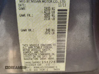 2014 Nissan Altima 2.5 SV with VIN 1N4AL3AP4EC194228, listed as a Copart auction lot 52254735 with 163,722 mi miles and Salvage Title. Bid and sale history available at carsss.com. Image 12.