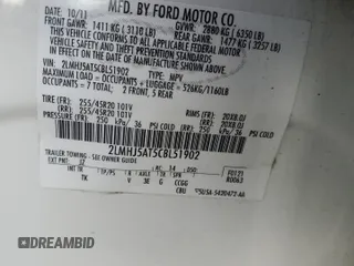 2012 Lincoln MKT EcoBoost with VIN 2LMHJ5AT5CBL51902, listed as a Copart auction lot 79424894 with 130,387 mi miles and Salvage Title. Bid and sale history available at DreamBid. Image 13.