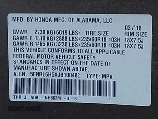 2018 Honda Odyssey EX with VIN 5FNRL6H5XJB100482, listed as a IAAI auction lot 42616266 with 82,953 mi miles and . Bid and sale history available at DreamBid. Image 9.