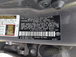 2015 Toyota Camry XLE with VIN 4T4BF1FK5FR483736, listed as a IAAI auction lot 41933106 with 104,468 mi miles. Bid and sale history available at carsss.com. Image 9.