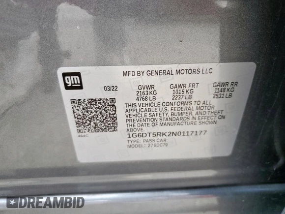 2022 Cadillac CT5 Premium Luxury z VIN 1G6DT5RK2N0117177, wystawiony jako Copart lot #54825945 z przebiegiem 39 212 mil mil oraz Czysty tytuł • Clean title. Historia ofert i sprzedaży dostępna na DreamBid. Obrazek 12.