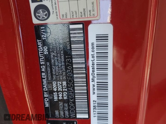2012 Mercedes-Benz SLK 350 z VIN WDDPK5HA5CF036731, wystawiony jako Copart lot #85322314 z przebiegiem 59 548 mil mil oraz Szkoda całkowita • Salvage title. Historia ofert i sprzedaży dostępna na DreamBid. Obrazek 12.