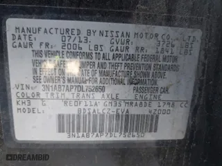 2013 Nissan Sentra SL with VIN 3N1AB7AP7DL752650, listed as a IAAI auction lot 41641229 with 149,531 mi miles. Bid and sale history available at carsss.com. Image 9.