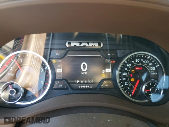 2022 Ram 2500 Laramie with VIN 3C6UR5FLXNG214915, listed as a Copart auction lot 57087055 with 20,588 mi miles and Salvage title. Bid and sale history available at DreamBid. Image 9.