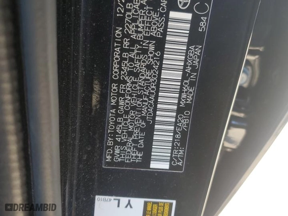 2024 Toyota Prius LE with VIN JTDACAAU0R3024216, listed as a Copart auction lot 73567474 with 0 mi miles and Salvage Title. Bid and sale history available at carsss.com. Image 12.