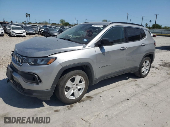 2022 Jeep Compass Latitude with VIN 3C4NJCBB8NT204932, listed as a Copart auction lot 52032755 with 25,330 mi miles and Salvage title. Bid and sale history available at DreamBid. Image 1.