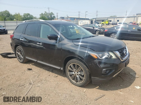 2018 Nissan Pathfinder Platinum with VIN 5N1DR2MM8JC612801, listed as a Copart auction lot 60176455 with 77,614 mi miles and Salvage title. Bid and sale history available at DreamBid. Image 4.